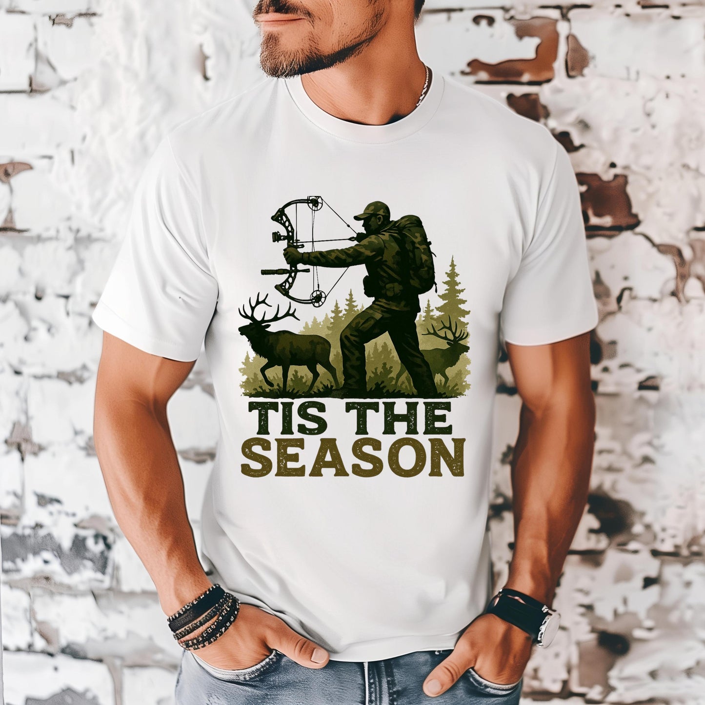 Bowhunter Elk Graphic Tee: Men's Fall Hunting Shirt