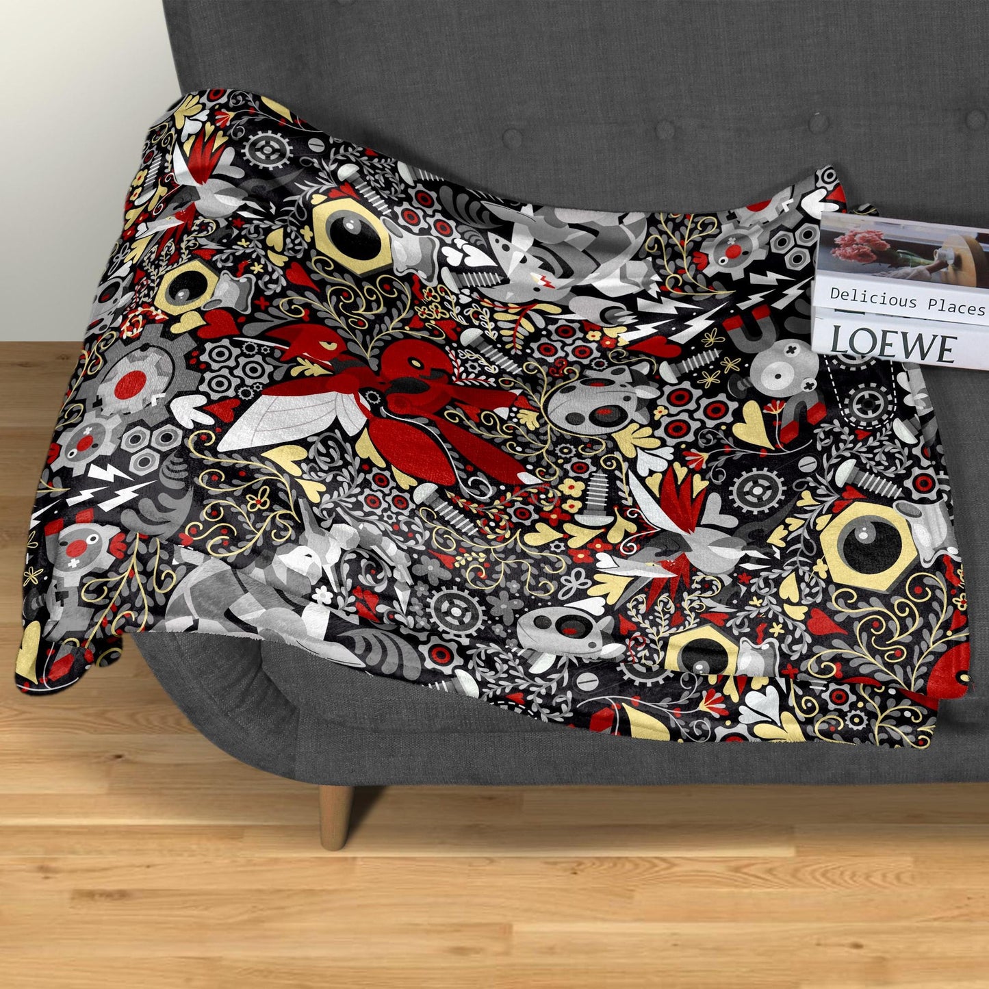 Scizor and Aggron Fleece Blanket, Throw Blanket for Kids and Adults, Soft Cozy Bed Blanket, Cool Bedding Gift, Scizor Blanket Gifts