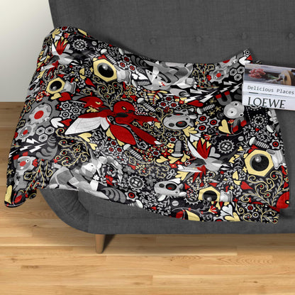 Scizor and Aggron Fleece Blanket, Throw Blanket for Kids and Adults, Soft Cozy Bed Blanket, Cool Bedding Gift, Scizor Blanket Gifts
