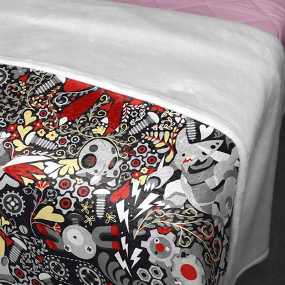 Scizor and Aggron Fleece Blanket, Throw Blanket for Kids and Adults, Soft Cozy Bed Blanket, Cool Bedding Gift, Scizor Blanket Gifts