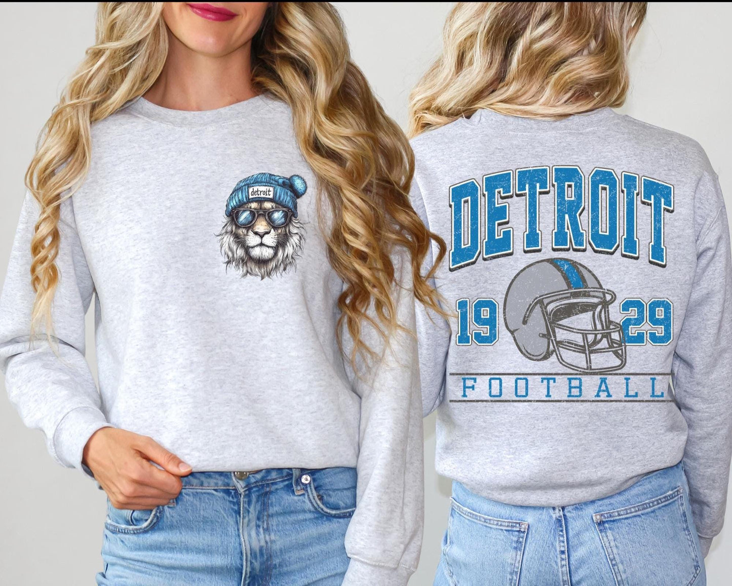 Graphic Detroit Mascot Football Sweatshirt, Game Day Gift Shirt, Detroit Football Fan Tee, Retro Detroit Team Shirt, Sport Mascot Gifts
