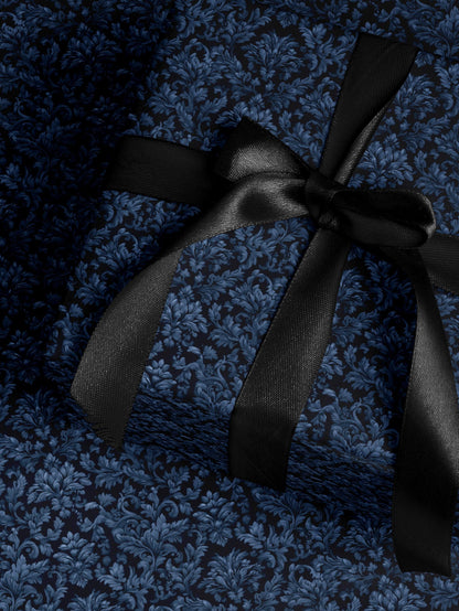 Sapphire Blue Wrapping Paper Blue Floral Gift Wrap Moody Flower Design Gift Wrap for Wedding Wrapping Paper Bridal Shower Gift for Bride