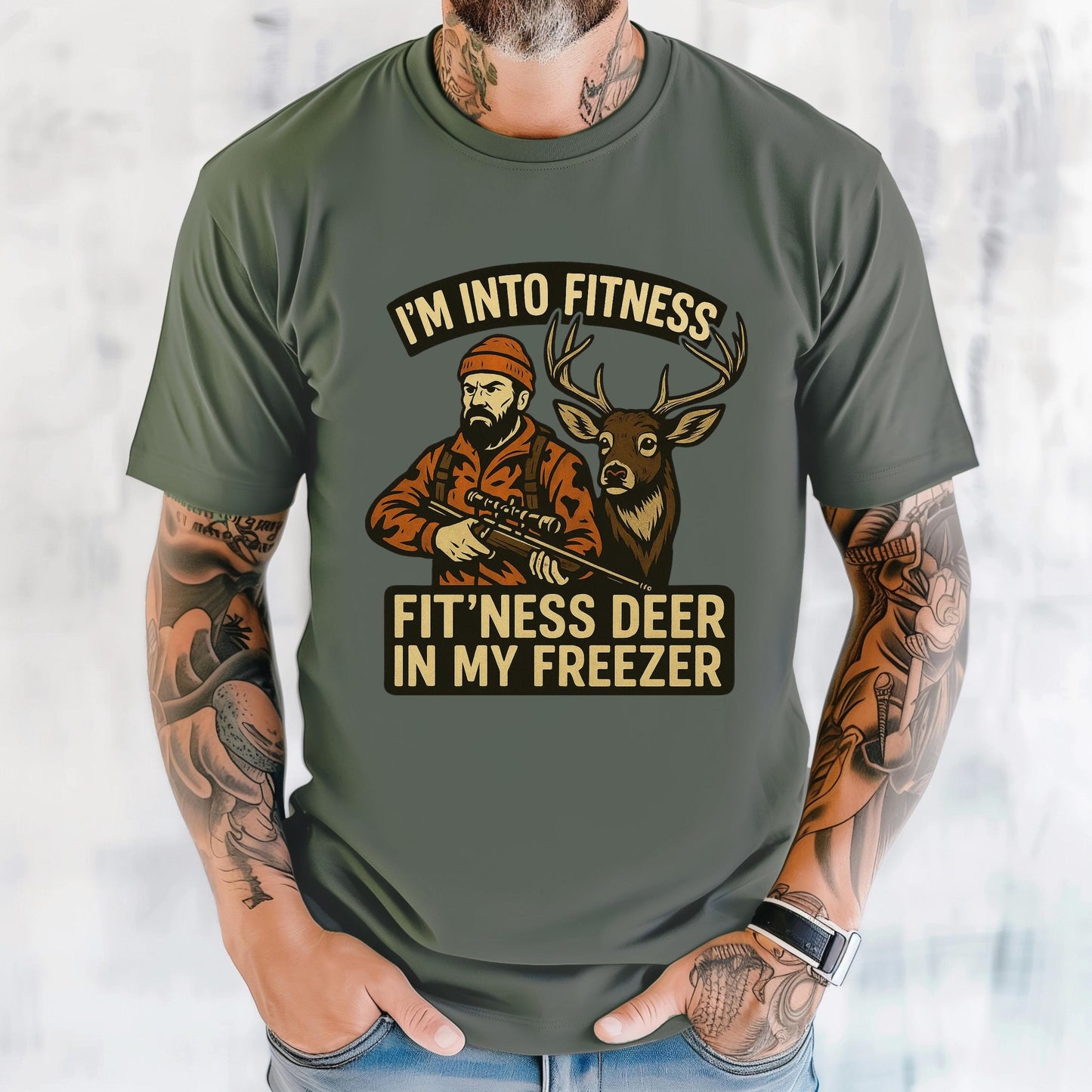 Funny Hunting Graphic Tee: I'm Into Fit'ness - Outdoorsman Gift