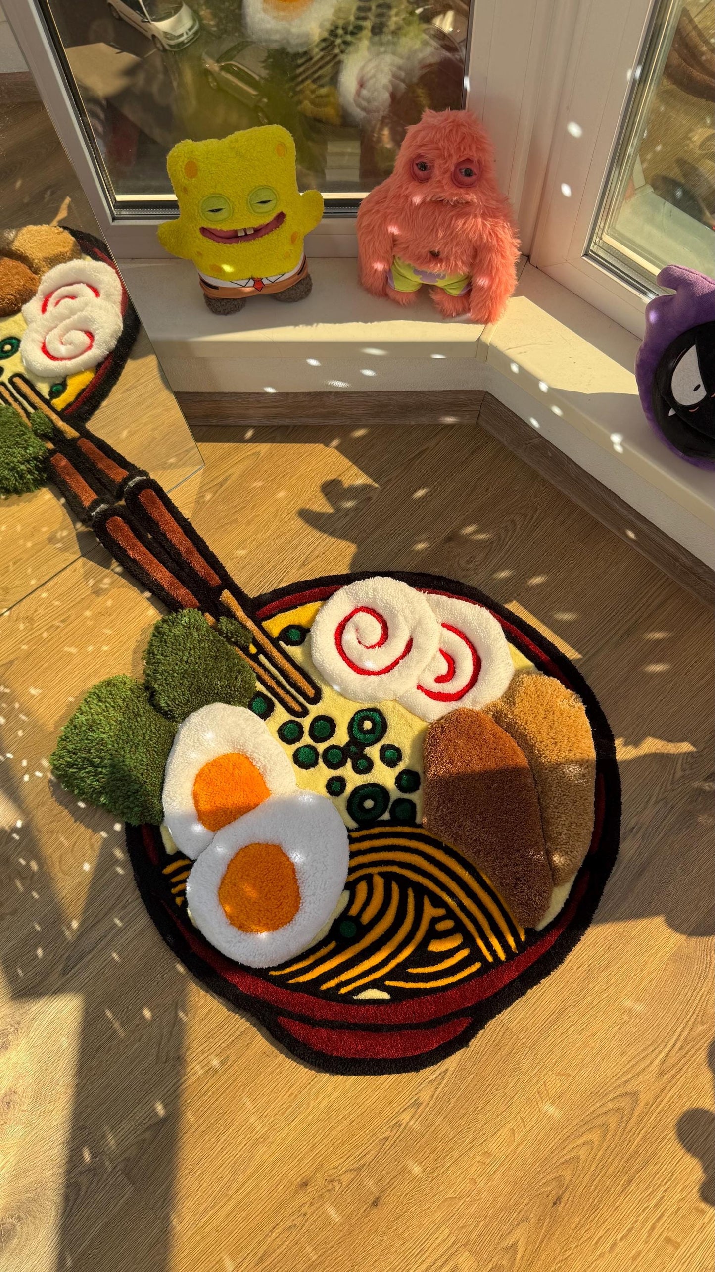 Custom Ramen Rug – Supper Puffy 3D Handmade Tufted Carpet, Cute Mat, Kawaii Girl Room Decor, Unique Gift for Her or Bedroom Mat