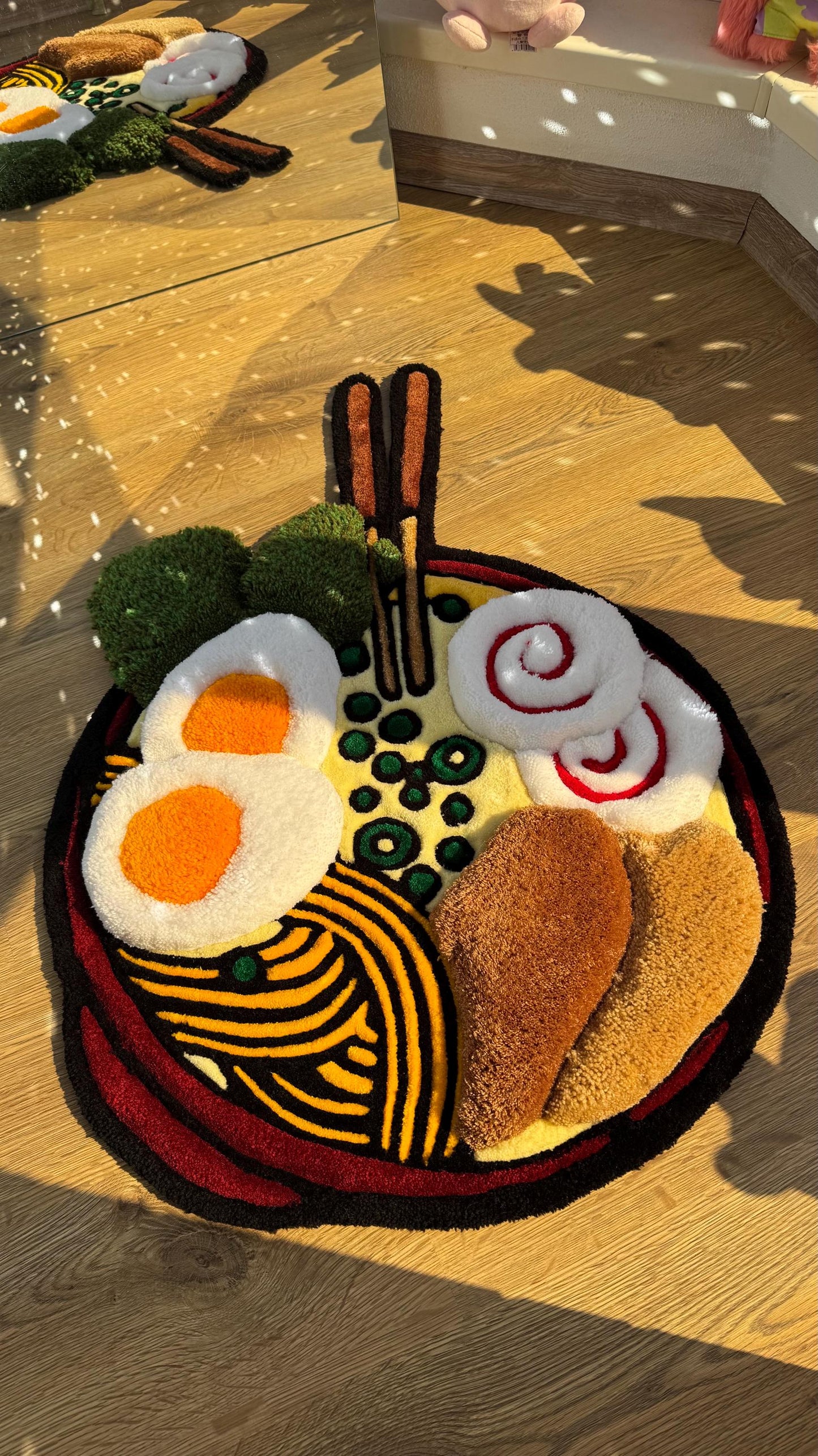 Custom Ramen Rug – Supper Puffy 3D Handmade Tufted Carpet, Cute Mat, Kawaii Girl Room Decor, Unique Gift for Her or Bedroom Mat