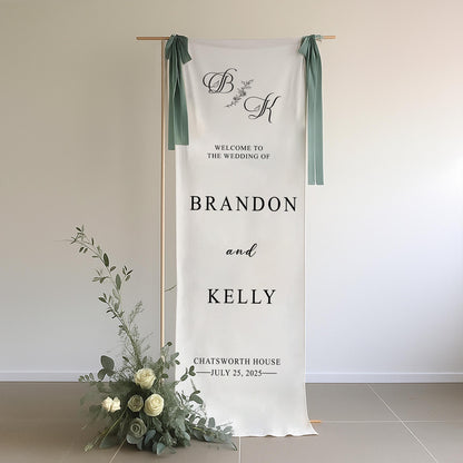 Custom Fabric Wedding Welcome Sign, Personalized Wedding Sign, Boho Wedding Decor, Modern Ceremony Sign, Rustic Fabric Sign