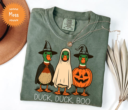 Comfort Colors® Duck Duck Boo Halloween Shirt, Halloween Duck Shirt, Trick Or Treat Spooky Season T-Shirt, Boo Hunting Season Shirt