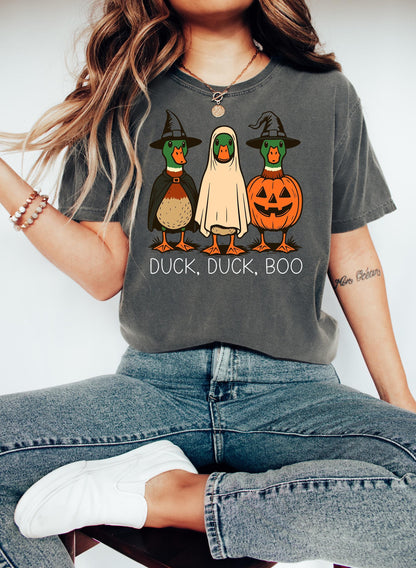 Comfort Colors® Duck Duck Boo Halloween Shirt, Halloween Duck Shirt, Trick Or Treat Spooky Season T-Shirt, Boo Hunting Season Shirt