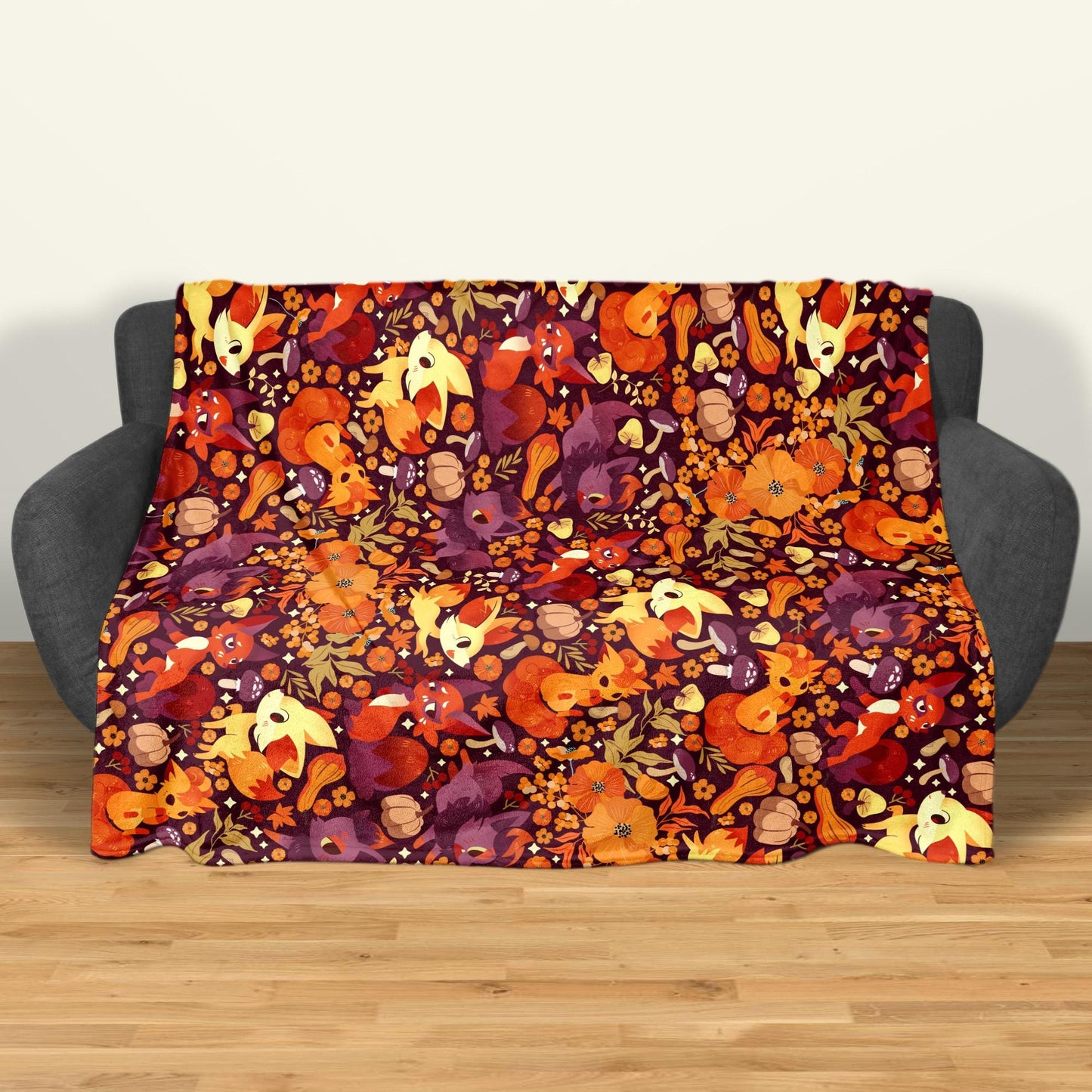 Vulpix Fleece Blanket, Cozy Throw Blanket for Bedroom and Living Room, Home Decor Throw Blanket, Soft Cotton Family Blanket Gift