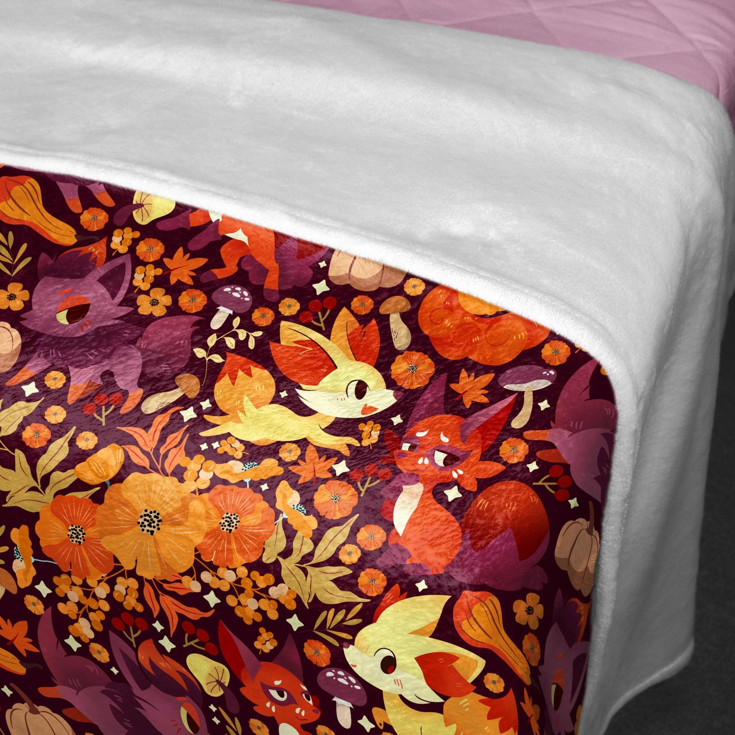 Vulpix Fleece Blanket, Cozy Throw Blanket for Bedroom and Living Room, Home Decor Throw Blanket, Soft Cotton Family Blanket Gift