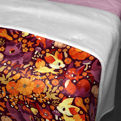 Vulpix Fleece Blanket, Cozy Throw Blanket for Bedroom and Living Room, Home Decor Throw Blanket, Soft Cotton Family Blanket Gift
