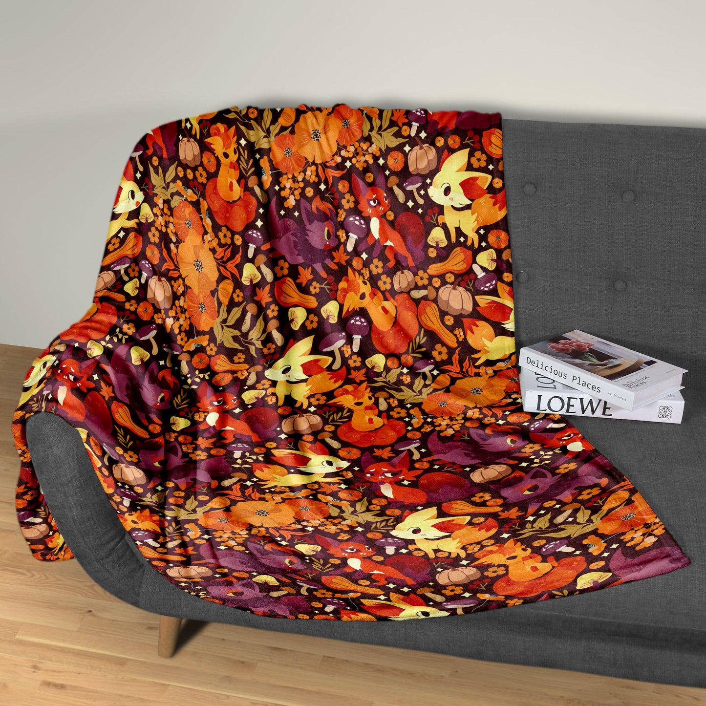 Vulpix Fleece Blanket, Cozy Throw Blanket for Bedroom and Living Room, Home Decor Throw Blanket, Soft Cotton Family Blanket Gift