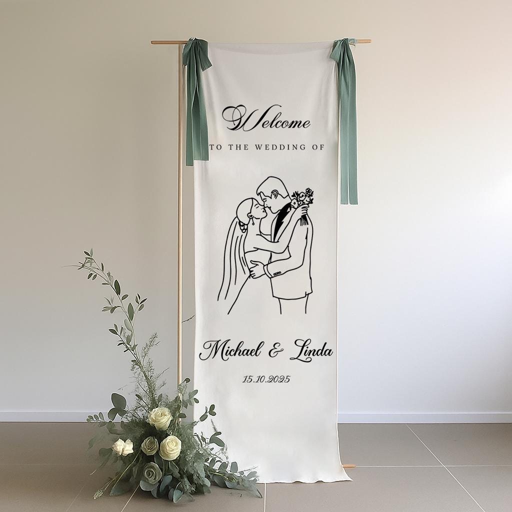 Custom Wedding Sign, Fabric Wedding Sign, Custom Welcome Sign, Wedding Banner, Wedding Decoration, Engagement Party Sign, Ceremony Decor