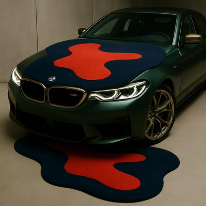 Hand-Tufted Melting Rug: Irregular Black & Red New Zealand Wool Carpet