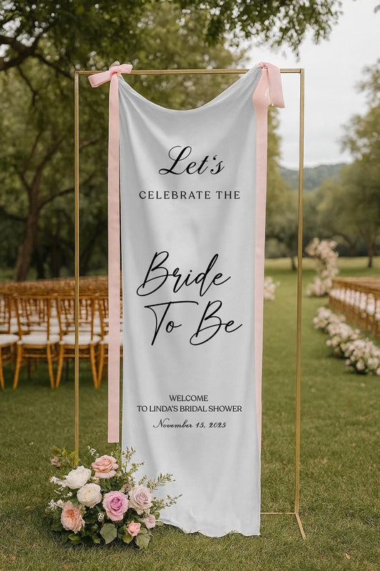 Beach Bride To Be Sign, Custom Bridal Shower Banner, Elegant Fabric Wedding Welcome Sign, Boho Bride Backdrop, Tropical Bridal Party Decor
