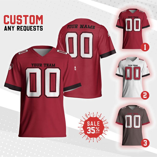 Personalized Team Buccaneer Football Jersey Collection, Sleeves V-Neck Shirt, Shirt For Adult Kid,Custom Mesh Football Jersey Shirt