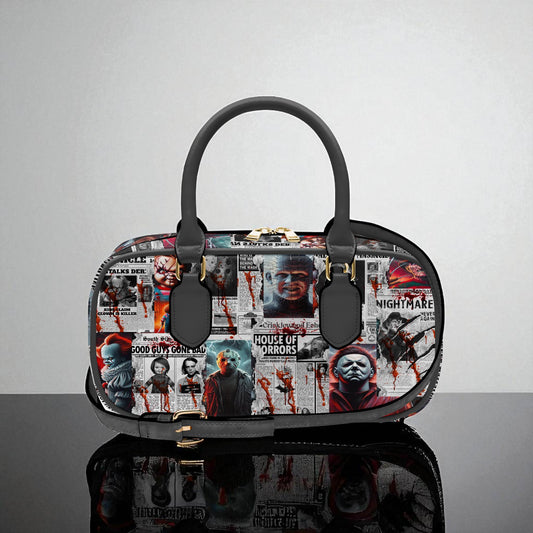 The Horror Gazette Small Handbag | Top Handle Bag | Custom Horror Lovers Handbag | Spooky Season Crossbody Bag | Mini Bag