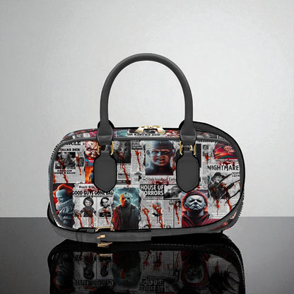 The Horror Gazette Small Handbag | Top Handle Bag | Custom Horror Lovers Handbag | Spooky Season Crossbody Bag | Mini Bag