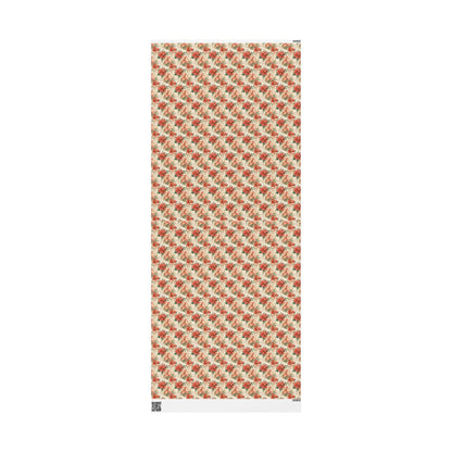 Premium Christmas Wrapping Paper Roll with Watercolor Poinsettias, Elegant Floral Gift Wrap Design #12