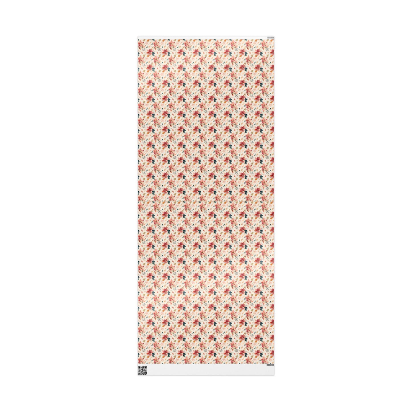 Elegant Watercolor Christmas Wrapping Paper Roll with Poinsettias and Winter Floral Art #16