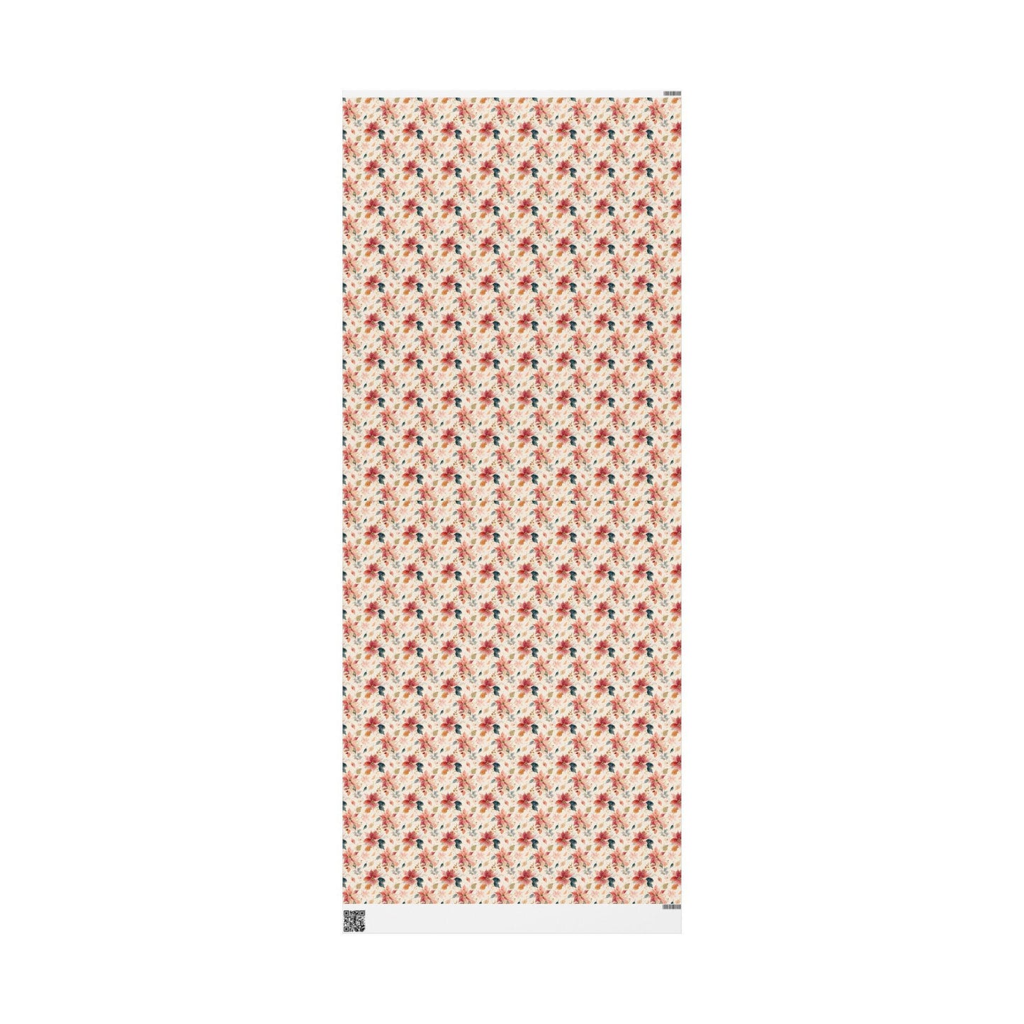 Elegant Watercolor Christmas Wrapping Paper Roll with Poinsettias and Winter Floral Art #16