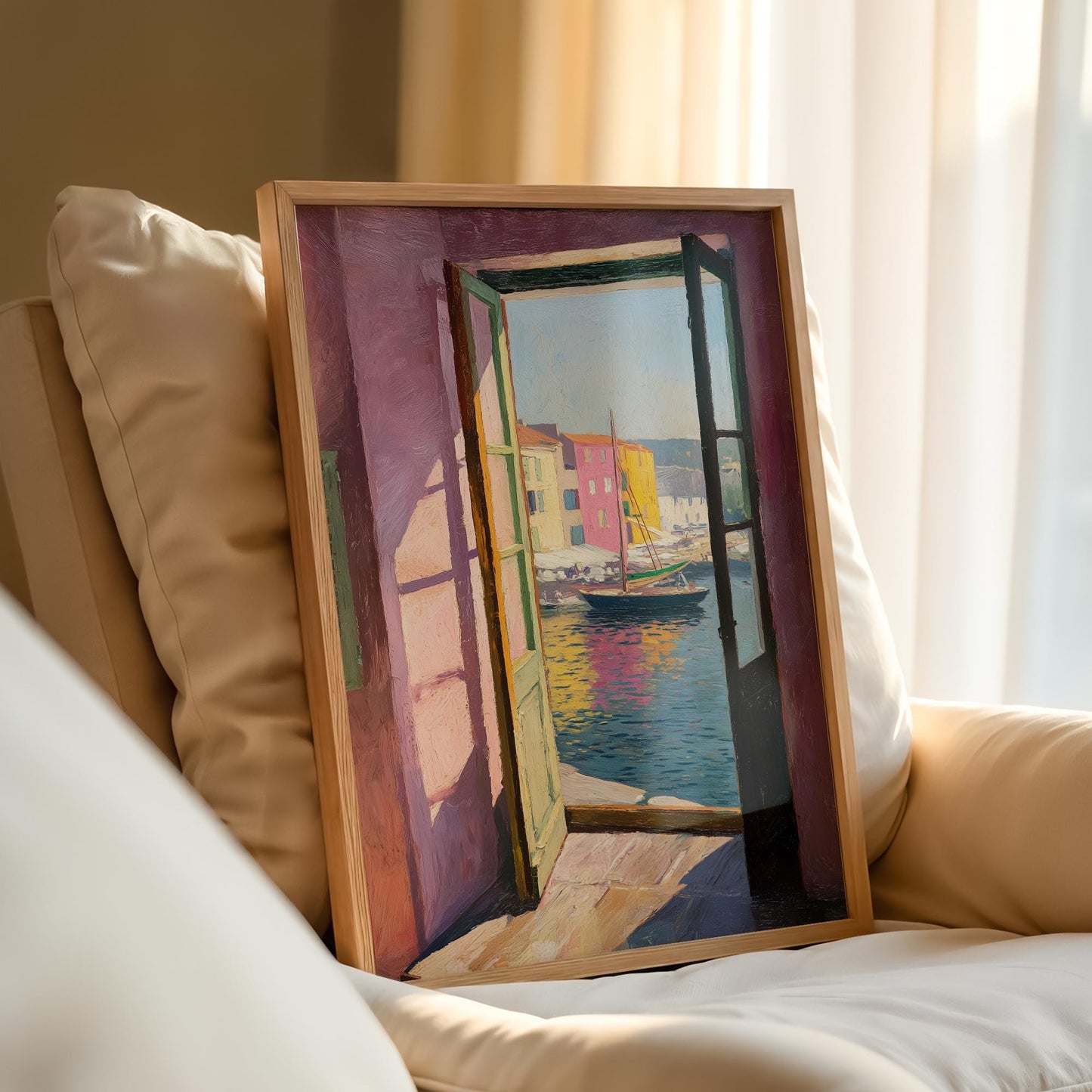 Open Window Henri Matisse Print, Henri Matisse Style Fauvism Painting, Modern Exhibition Print, Mediterranean River Harbour Boats, Coastal