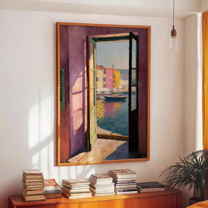 Open Window Henri Matisse Print, Henri Matisse Style Fauvism Painting, Modern Exhibition Print, Mediterranean River Harbour Boats, Coastal