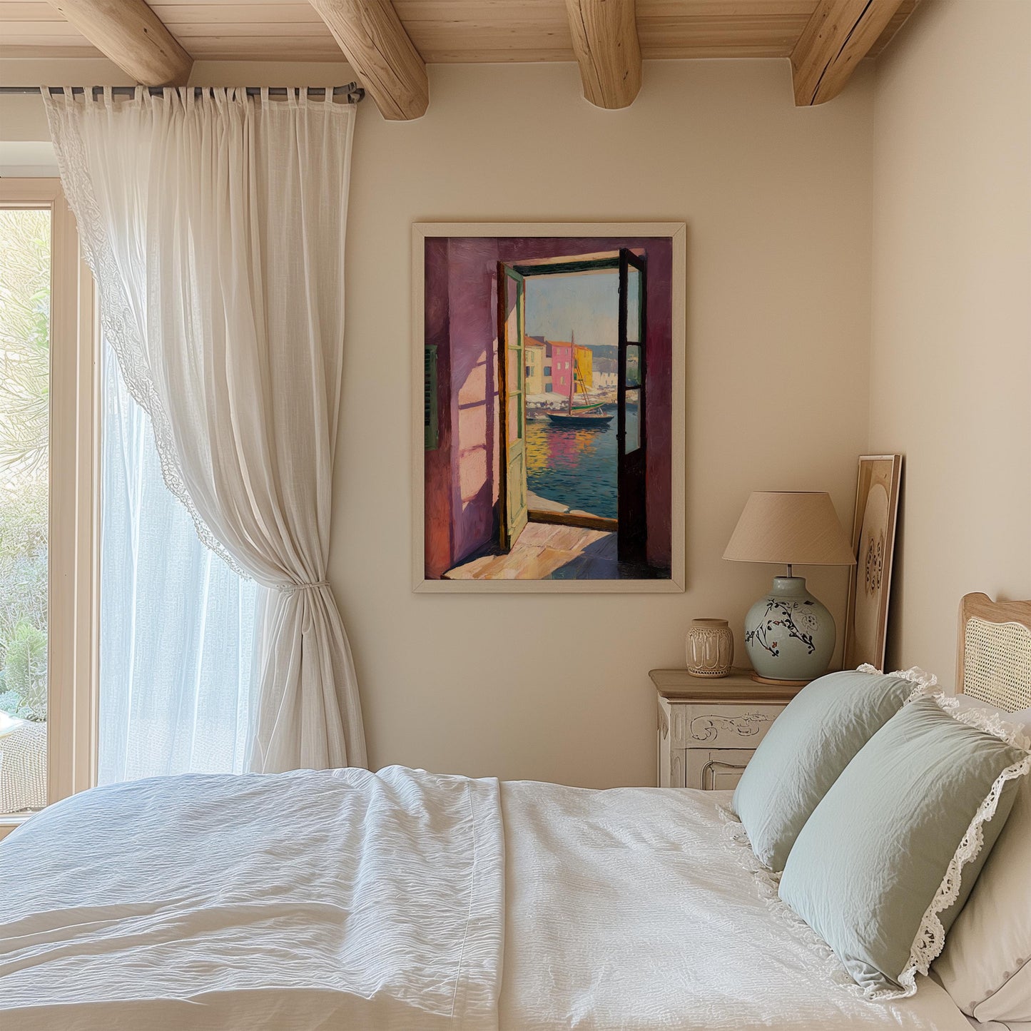 Open Window Henri Matisse Print, Henri Matisse Style Fauvism Painting, Modern Exhibition Print, Mediterranean River Harbour Boats, Coastal