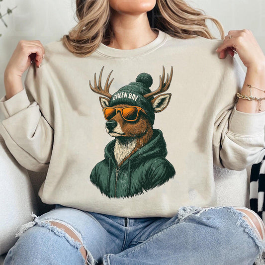 Green Bay Shirt Retro Style 90s Unisex Crewneck, Graphic Tee Gift For Football Fan Sport, Green Bay Football Vintage Style Sweatshirt.