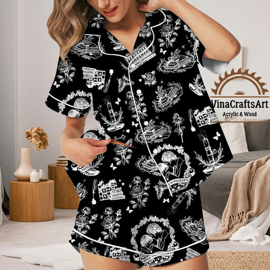 Pride and Prejudice Literary Pajamas Set, Women’s Gothic Book Lover PJs, Jane Austen Sleepwear with Regency Pajamas, Reader Gift Pajamas Set