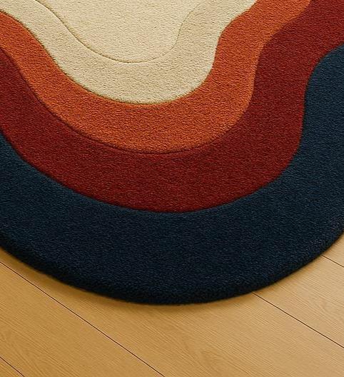 Hand-Tufted Flowing Hues Wool Rug: Irregular Modern Design
