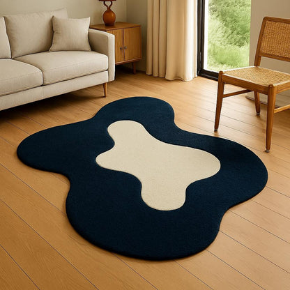 Hand-Tufted Abstract Wavy Rug: New Zealand Wool, Blue & White 8x10