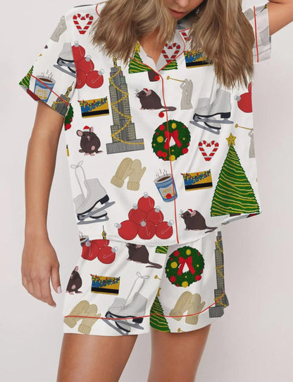 Holiday In New York Satin Pajama Set For Women  Pajamas Set