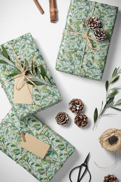 Elegant Mistletoe Wrapping Paper Roll, Winter Holiday Gift Wrap for Christmas Gifts and Seasonal Packaging #3