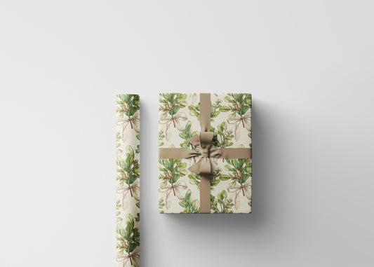 Christmas Gift Wrap Roll with Mistletoe Design, Elegant Holiday Wrapping Paper for Winter Decor and Gifting #5