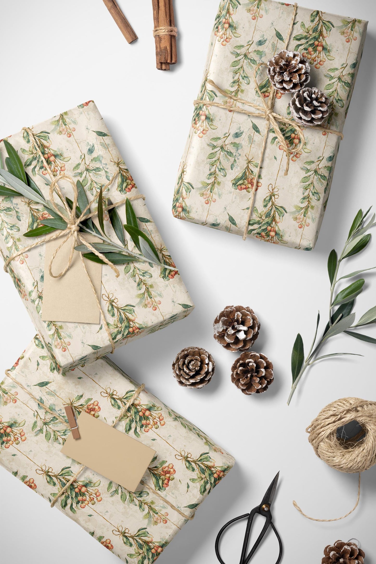 Premium Mistletoe Gift Wrap Roll, Christmas Wrapping Paper for Holiday Packaging and Seasonal Gifts #11