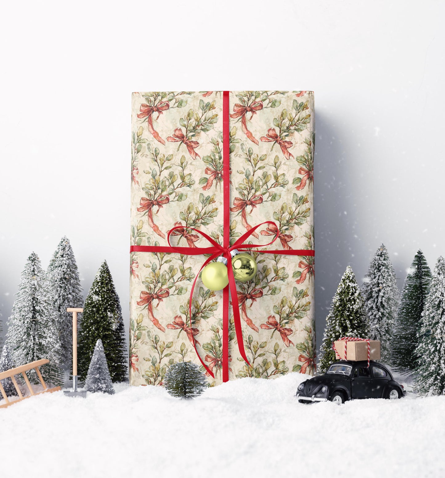 Mistletoe Wrapping Paper Roll for Christmas, Premium Holiday Gift Wrap for Winter Packaging and Decor #8