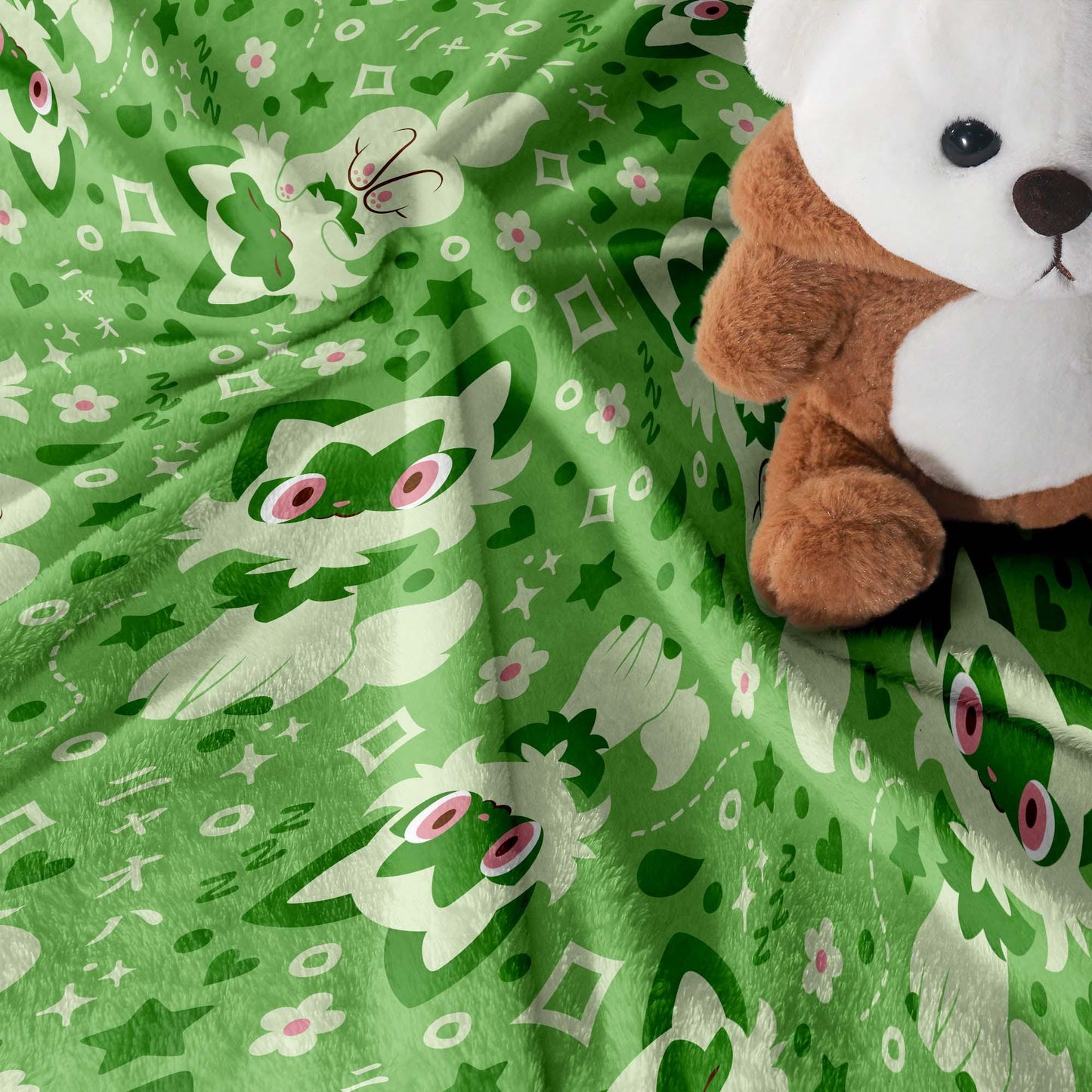 Sprigatito Fleece Blanket, Soft Cozy Throw Blanket for Kids and Adults, Cute Green Bedding, Home Decor Gift, Sprigatito Blanket Gifts