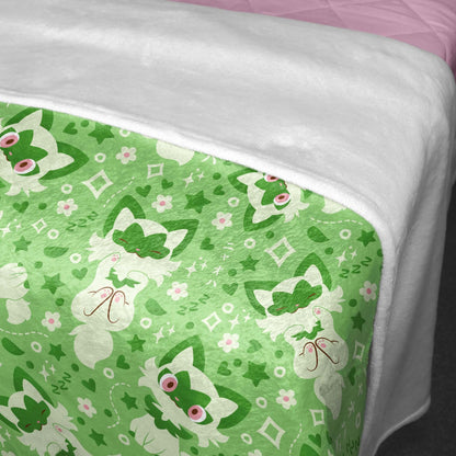 Sprigatito Fleece Blanket, Soft Cozy Throw Blanket for Kids and Adults, Cute Green Bedding, Home Decor Gift, Sprigatito Blanket Gifts