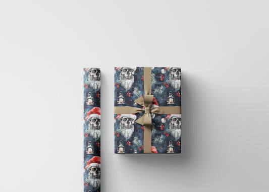 Creepy Santa Skull Wrapping Paper Roll, Gothic Christmas Gift Wrap for Alternative Holiday Gifts #20