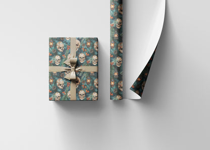 Gothmas Gift Wrap Roll, Skulls Christmas Wrapping Paper with Dark Holiday Spirit and Gothic Mood #19