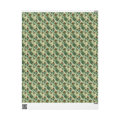 Christmas Wrapping Paper Roll with Pinecones and Trees, Winter Forest Gift Wrap for Seasonal Gifting #2