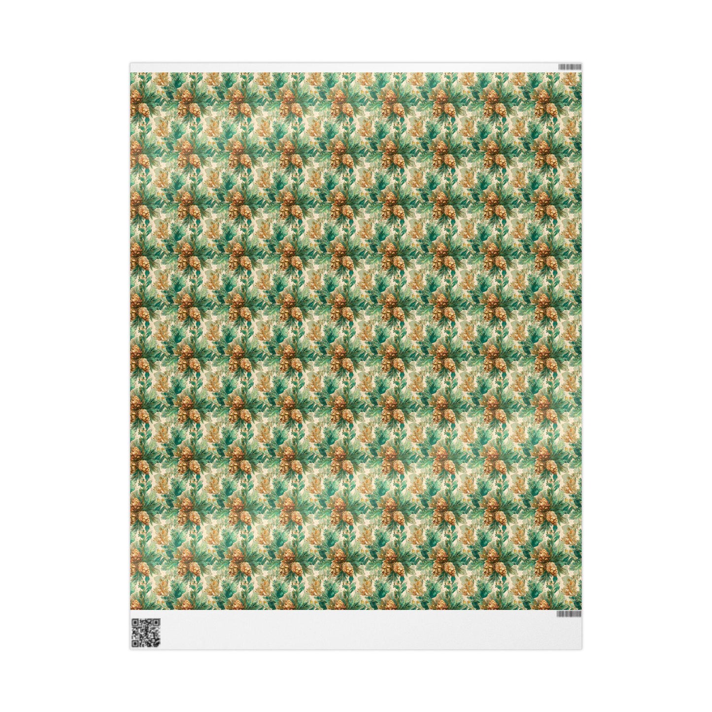 Pinecone and Evergreen Wrapping Paper Roll, Forest Christmas Gift Wrap for Rustic Winter Packaging #12