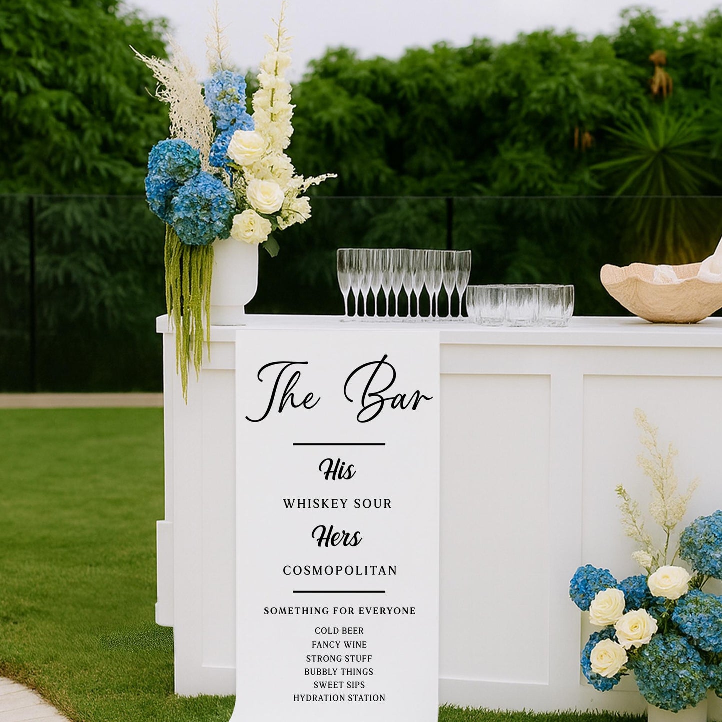 Custom Wedding Bar Menu Sign, His and Hers Signature Drink Banner, Elegant Cocktail Menu Wedding, Minimalist Bar Banner, Wedding Bar Sign