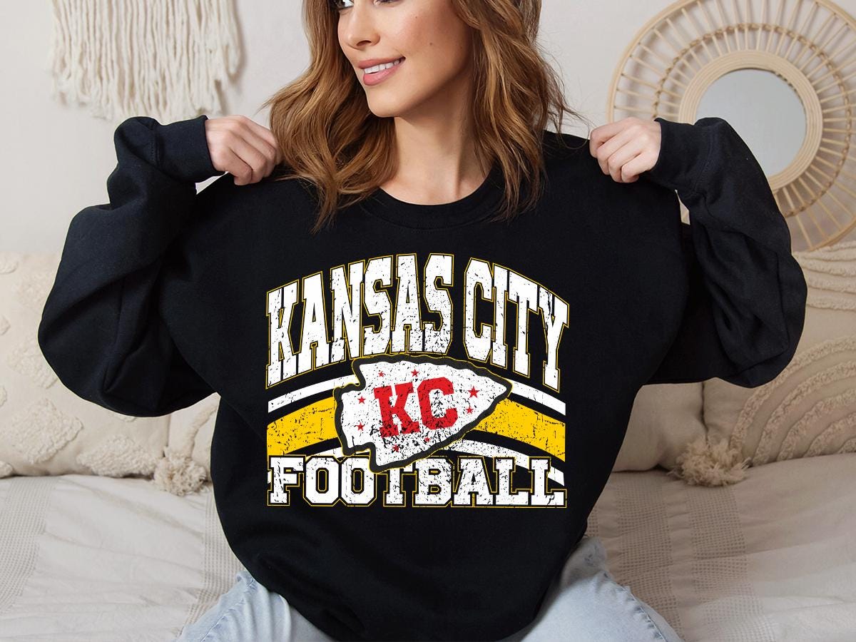 Kansas City Football Sweatshirt, Retro Sports Fan Shirt, Trendy Game Day Gift Tee, Kansas City Mascot Sweatshirt, Kansas City Football Fan
