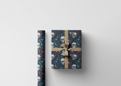 Dark Christmas Wrapping Paper Roll, Gothic Skull Design for Gothmas Gift Wrapping and Decor #14