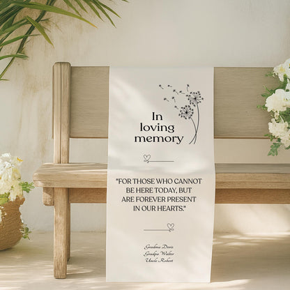 In Loving Memory Wedding Chair Banner, Memorial Sign for Lost Loved Ones, Personalized Remembrance Fabric Decor, Wedding Tribute Banner