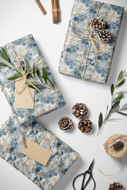 Forest-Inspired Christmas Wrapping Paper Roll, Pine Tree Gift Wrap with Pinecones for Winter #30