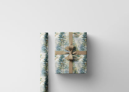 Christmas Tree and Pinecone Wrapping Paper Roll, Rustic Winter Gift Wrap for Seasonal Gifting #27