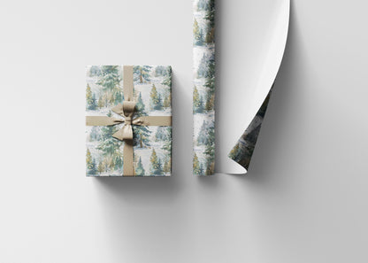 Nature Inspired Wrapping Paper Roll, Pine Tree and Pinecone Christmas Gift Wrap for Winter #24
